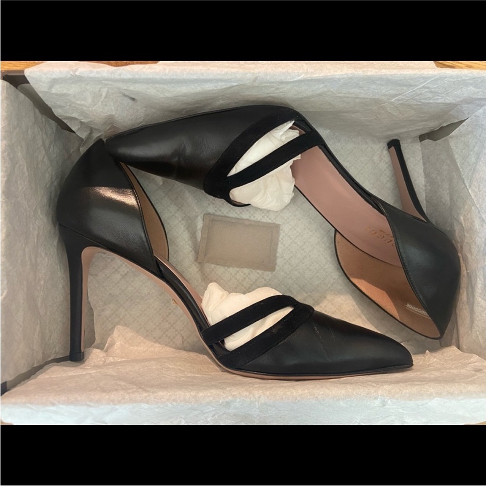 Gucci Black Leather Heels with Straps